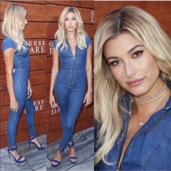 Hailey Bieber GUESS Dare Denim Jumpsuit - Picture 3 of 10